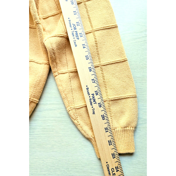 SWEATER-MEN'S-IZOD-Buttercup Yellow-Long Sleeves-Knit Square Pattern-SIZE XL - Picture 13 of 13